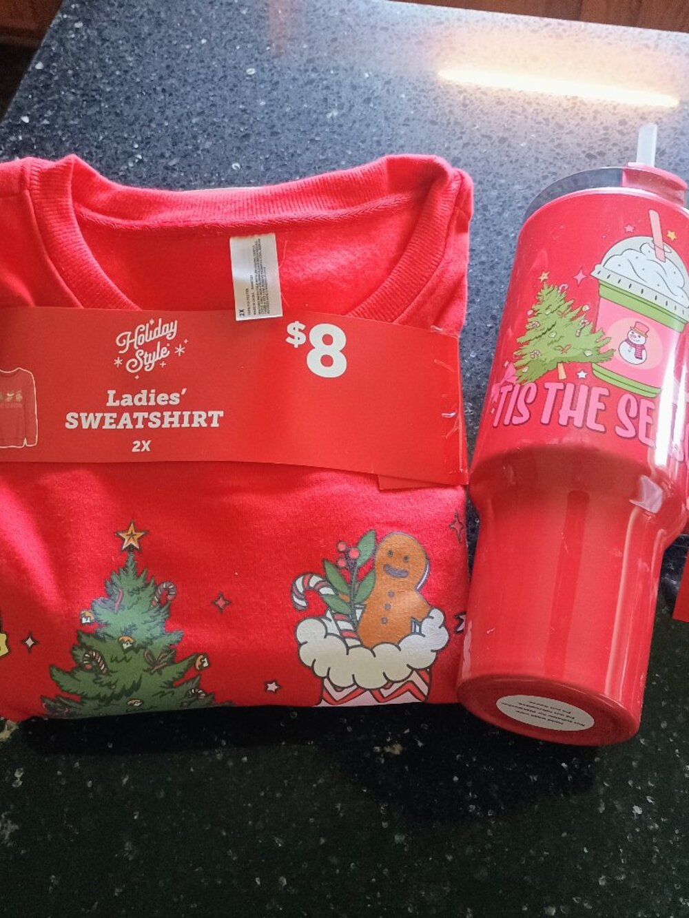 2x Tis the season sweatshirt and tumbler